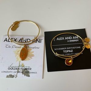 Alex+Ani Chrysanthemum & Topaz bangle bracelets